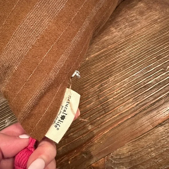 Natural Life Boho Floral Embroidered Throw Pillow Multicolor Square Cushion - Picture 2 of 4